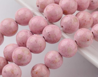 set of 30 natural fossil beads 6 mm