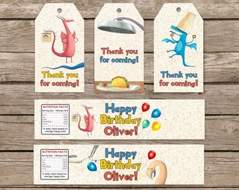 Dragons Love Tacos Birthday Tags, Dragons Love Tacos Water Bottle labels Birthday Party, Dragons Love Tacos Party Favor, Gift Tags