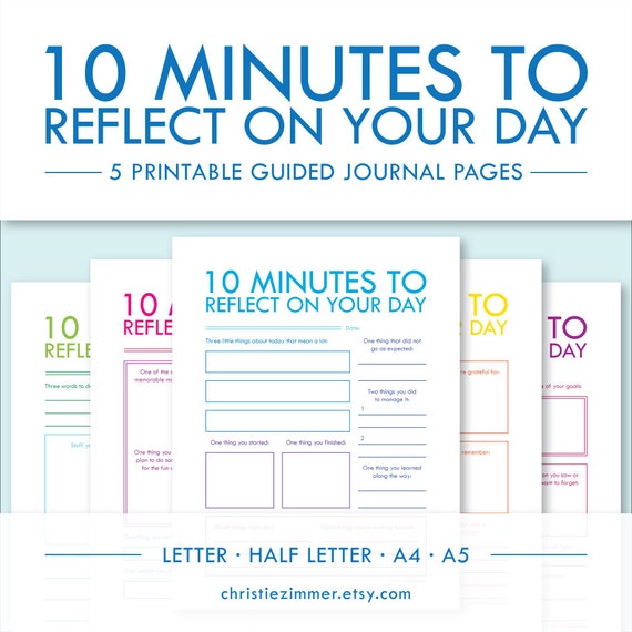 10 Minutes to Reflect on Your Day 5 Printable Guided