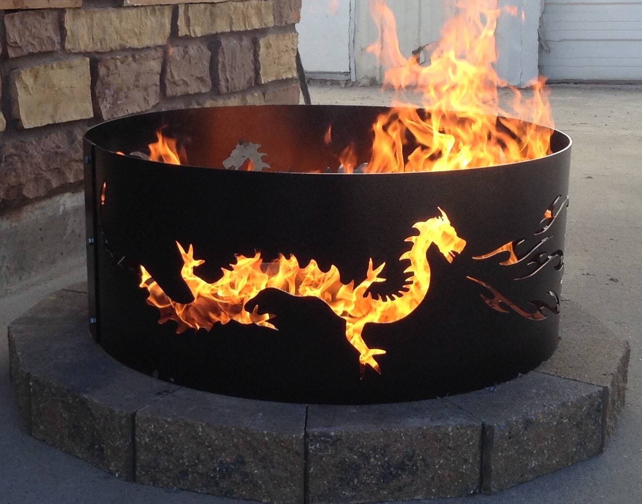 DRAGON Fire Pit metal Metal Art fire ring steel outdoor