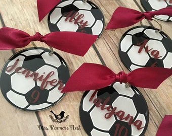 Soccer Bag Tag, Personalized Soccer Bag Tag, Personalized Soccer Key Chain, gifts for her, gifts for him, Soccer Gifts, Team gifts