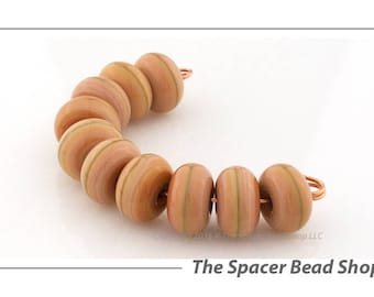 CALICO ORANGE Lamp Work Beads Spacers Glass Handmade - The Spacer Bead Shop