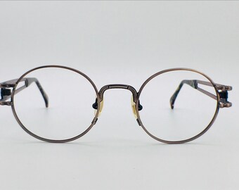 Antique Wine Nicole Miller oval round eyeglasses / rosy brown & black