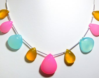 70%OFF Multi Chalcedony Smooth Heart Beads 1.String 9.Pcs - Size 11x20.6 to 19x24.5 mm Approx - - 0238