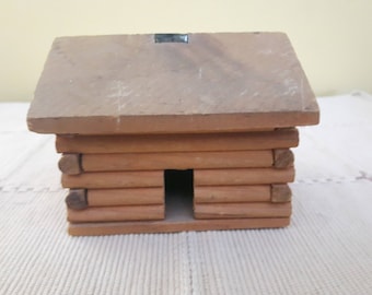 Vintage Log cabin incense burner