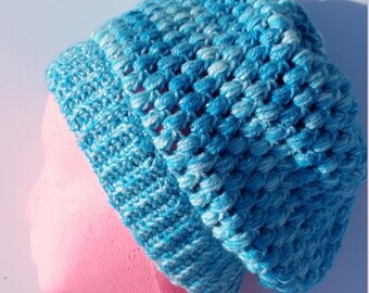 Sparkly Blue Slouchy Beanie