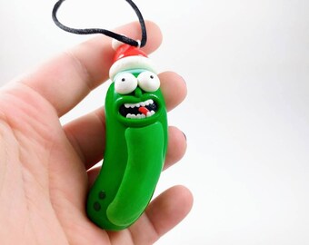 Santa Hat Pickle Rick Ornament - Rick and Morty - Christmas Tree pickle -