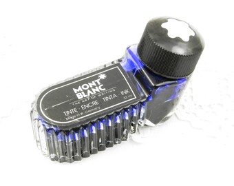 Vintage Mont Blanc Tinta Ink Bottle Shaped as Shoe with Original Blue Ink from West Germany 52 ml, Retro Fountain Pen Supplies, Writing Ink