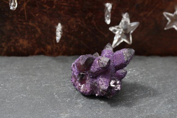 Purple Tanzine Aura Quartz Cluster 3.2 oz., Purple Aura Quartz, Aura Crystal Wand, Purple Spirit Cactus Quartz, Healing Crystal
