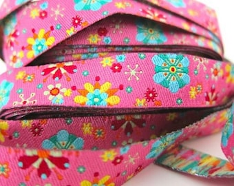 Pink floral Ribbon farbenmix 12mm by the yard