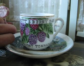 Miniature Tea Cup and Saucer, Vintage Tea Cup & Saucer, Knotts Berry Farm Cup and Saucer, Knotts Berry Farm Souvenir, Berry Farm Ghost Town