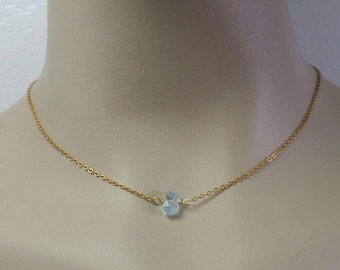 Dainty Aquamarine Choker Necklace Raw Aquamarine Necklace Rough Aquamarine genuine Necklace Raw Gemstone March Birthstone Gold Silver