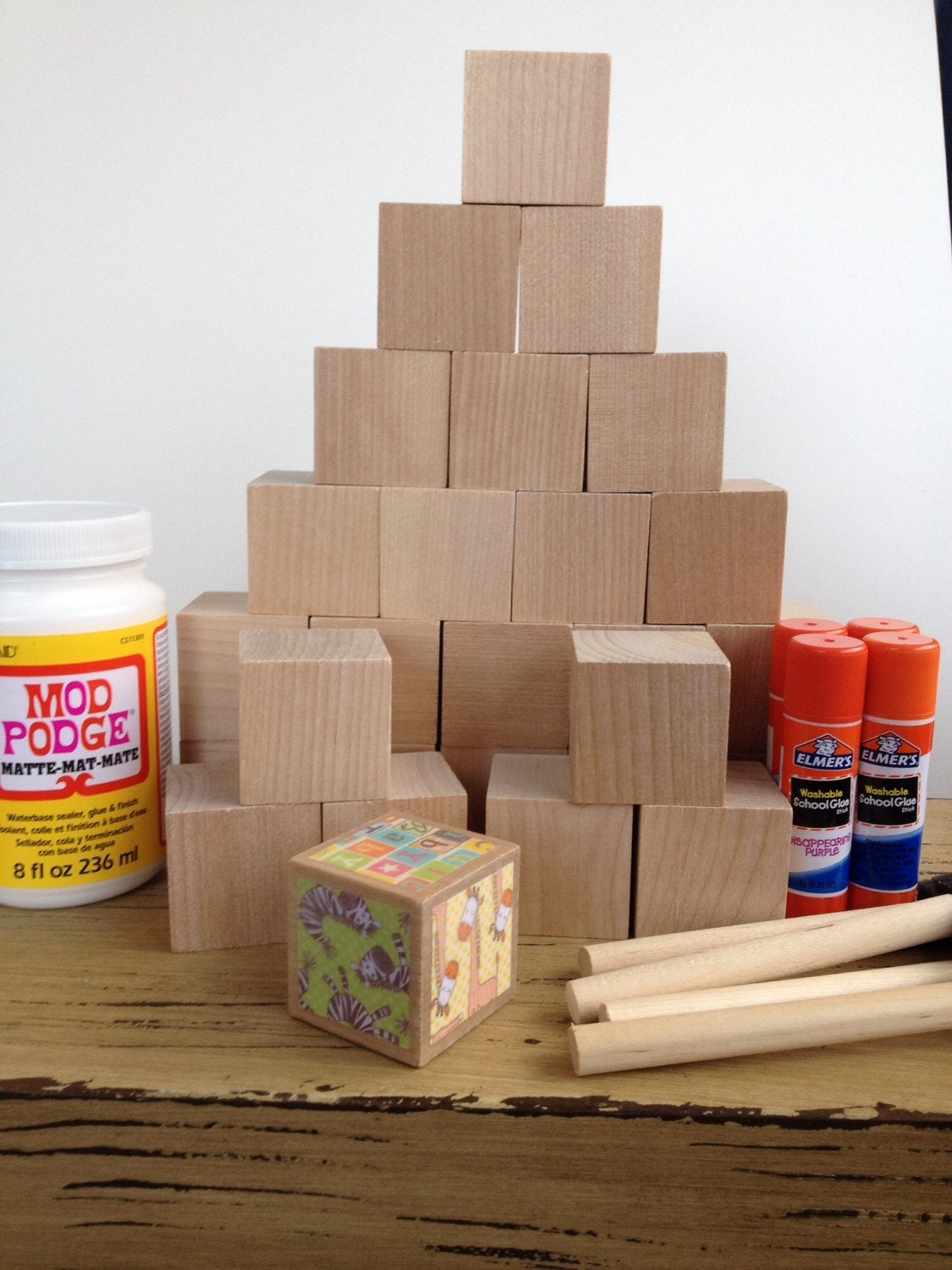 Jungle Animals // DIY Wood Baby Blocks // Baby Shower Craft
