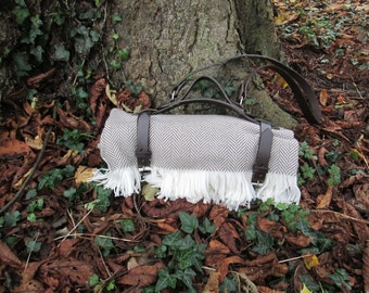 Handcrafted Spanish Leather Blanket Carrier With Removable Shoulder Strap