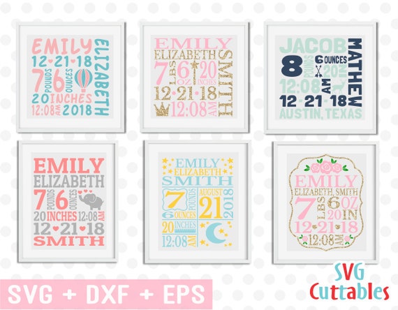 baby birth announcement bundle svg dxf eps baby stats