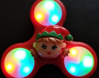 Santa Girl Elf Custom Christmas LED Light Up Fidget Spinner