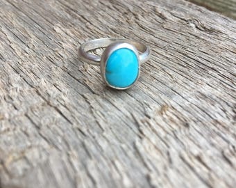 Sterling Silver size 6.25 Stacking Ring with Number 8 Turquoise stone