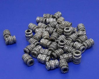 Set of 50pcs 7mm x 5mm Silver Tribal spacer beads Tibetan Beads Jewelry Jewllery findings