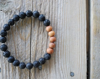 Mens essential oil diffuser bracelet yoga bracelet wood bracelet mala beads meditation beads yoga beads yoga jewelry sandalwood lava beads