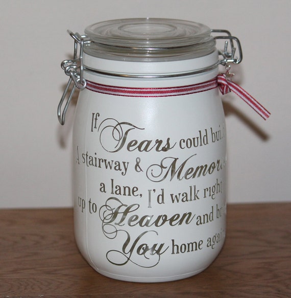 Memorial gift Glass candle memory Jar If Tears could build a