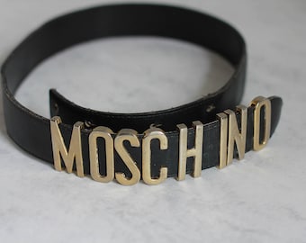Moschino Redwall Belt Black Gold Vintage Made in Italy