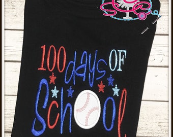 100 Days of School Baseball Shirt--Baseball Shirt--100 Days of School Shirt-100 Days Shirt