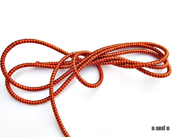 Striped wrapped silk cord, two tone orange satin cord, 2 meters