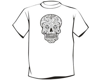 AA Sugar Skull T-Shirt - Unique 12 Step Recovery Clothing, Wearables, and Swag! ...from your friends at WoodenUrecover.com