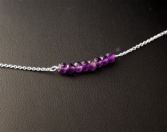 February Birthstone Bracelet, Amethyst Bracelet, Sterling Silver Bracelet, African Amethyst Bracelet, February Birthday, Gift for Her