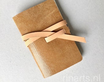 leather notebook / journal / travel notebook / sketch book in brown snake print embossed leather. Christmas gift for him and her
