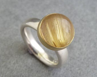 Rutilated Quartz Silver & Gold Ring