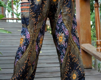 peacock pants hippie pants hobo pants harem pants unisex black