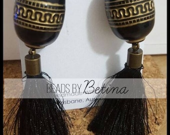 BEE//BOLD: Tribal Black Tassel Earrings