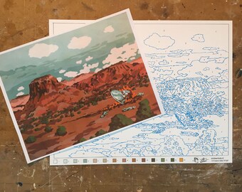 Paint by number 'UFO crash' pattern