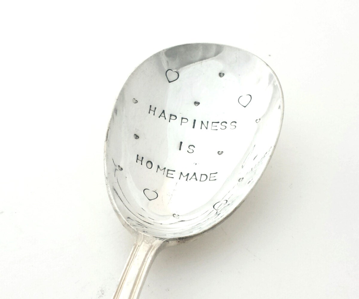 Hand stamped Spoon Happiness is Homemade Vintage Spoon