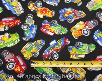 Hot Rod Cars Coupes 1930,40 Roadsters On Black BY YARDS Timeless Treasure Fabric