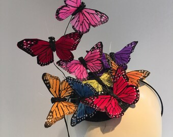 Butterfly Fascinator- Monarch Fascinator- Butterfly Headdress- Butterfly hat- Derby fascinator -Kentucky Derby- Derby Hat- Mad Hatter Hat