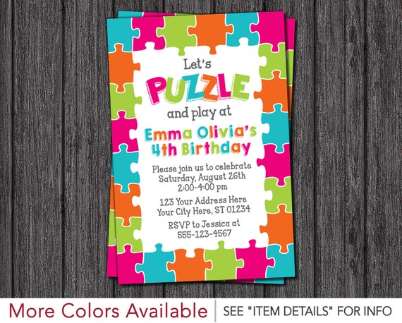 Puzzle Birthday Invitation Printable Puzzle Party