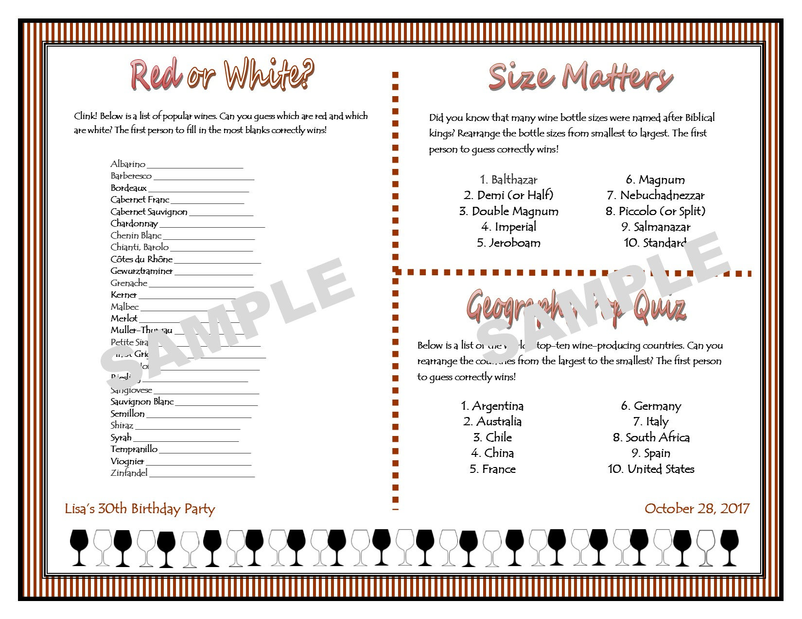 Printable Party GamesThree Games in One