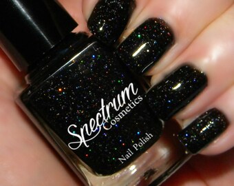 Black Holographic Glitter nail Polish DARK MATTER