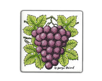 Georges Briard Grape Enameled Tile 1960s