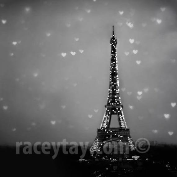 Paris print eiffel tower hearts black white photography Paris print eiffel tower hearts black white photography