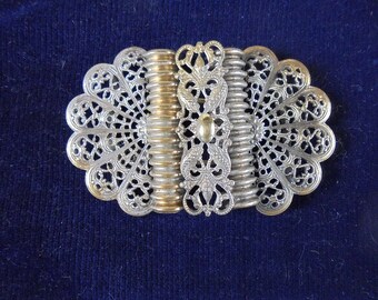 Antique Edwardian Ornate Filigree Belt Buckle