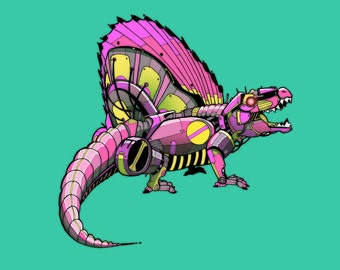 Dimetrodon Robosaur art print 5x7