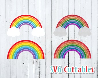 Rainbow svg, Rainbow Cut file, Rainbow with clouds, glitter rainbow, Silhouette file, cricut cut file, digital download