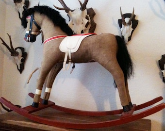 Vintage English Hand Made Traditional Rocking Horse circa 1960's / English Shop
