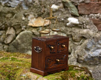 Wooden Apothecary Chest,Apothecary Box,Apothecary Scale,Wood Apothecary Cabinet,Jewelry Storage,Lawyer Office Decor,Retro Scale,Mens Gift