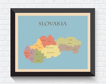 Slovakia Map, Slovakia Poster, Slovakia Print, Slovakia Art, Slovakia Wall Art, Map of Slovakia, Slovakia Map Print, Slovakia Decor