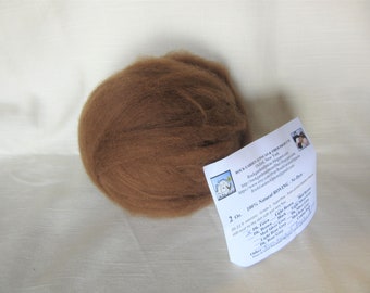 2 oz Dark Fawn Alpaca SUPERFINE (Peony) Roving - for Spinning, Nuno Felting or Needlefelting
