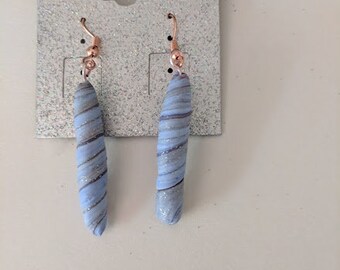 Light blue, silver, sparkling earrings